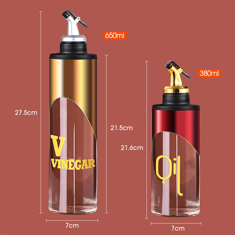 Empty Round Kitchen Oil Dispenser Glass Bottle 380ml 650ml