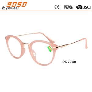 Wholesale Lady 's fashionable reading glasses, made of CP with pink frame,metal temple from china suppliers