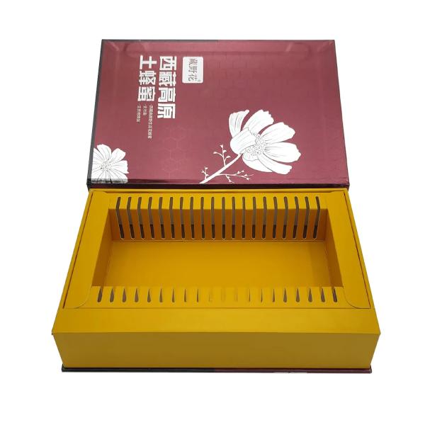Custom Design Texture Food Gift Box Luxury Flip Honey Bottle Packaging Paper