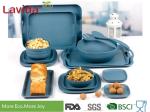 Food Safe Durable Bamboo Fiber Dinnerware , Square Navy Blue Bamboo Tableware