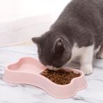 Pet Bowls Feeders Sustainable Macaron Color Bone Shape Double Food Bowl for Dogs