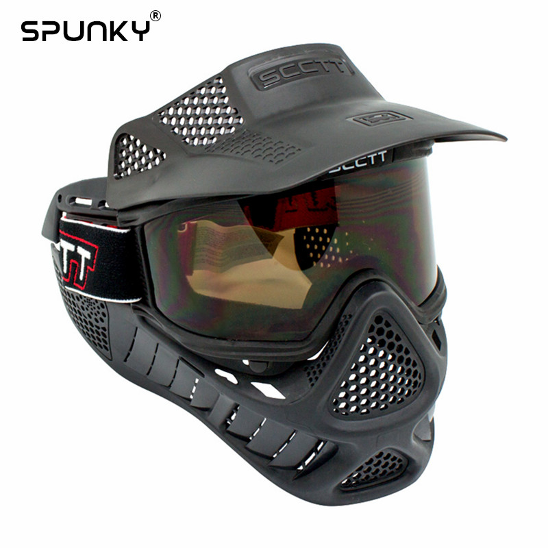 Scctt Airsoft Paintball Mask with Double lens Goggles Adjustable
