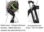 LCD Display Carbon Fiber Mountain Bike , Electric Off Road Bike Shifter Levers