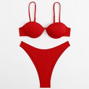 Wholesale Nylon Swimming Suits Bikini For Vacation For Swimming Red Color Backless Comfortable Fashion The New Type from china suppliers