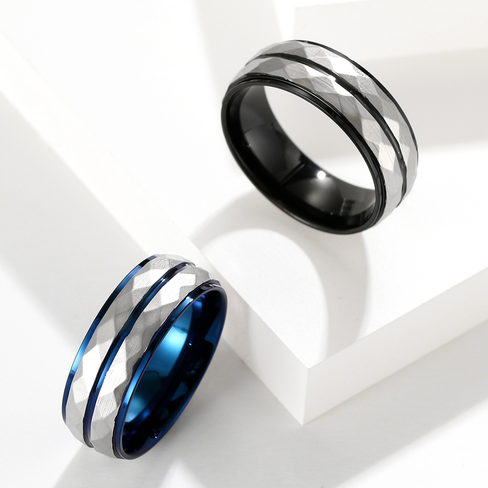Punk Line Stainless Steel Ring Personality Fidget Spinner Rings For Women Men