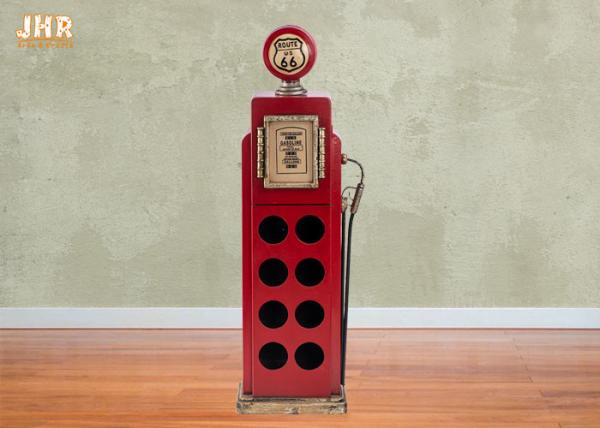 Quality Antique Wood Wine Rack Decorative Storage Cabinets MDF Floor Wine Rack 8 Bottle Red Color for sale