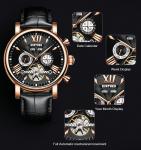 Black Dial Tourbillon Mechanical Watch Solid Stainless Steel Band