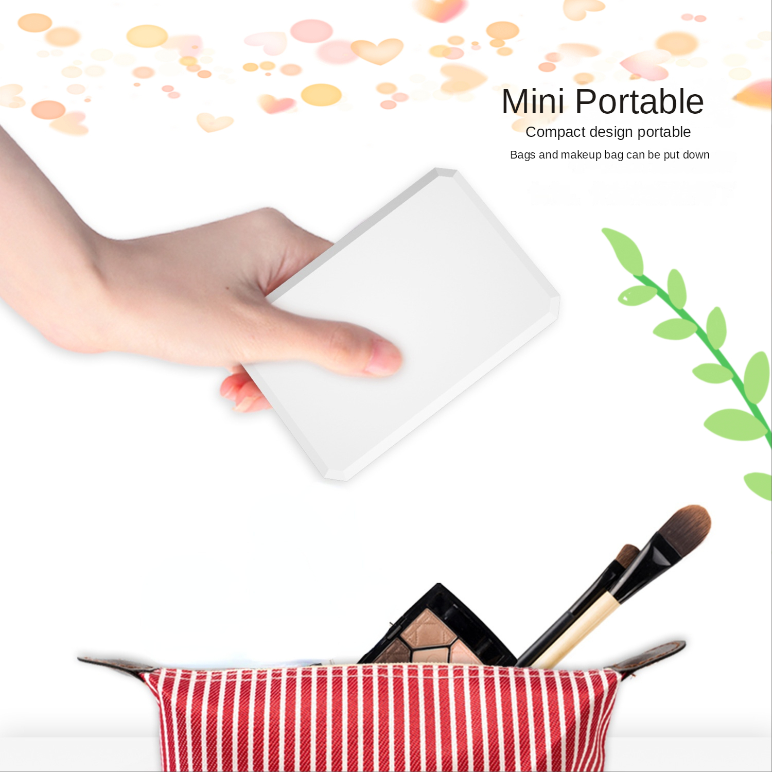 Stylish Heart Shaped Folding Travel Vanity Plastic Glass Mirror for Everyday Occasion