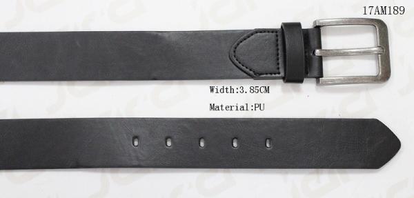 Classic Mens Pin Buckle Casual Black Belt With Old Silver Buckle , Oval Holes In