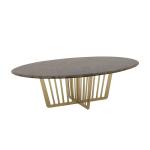 Living Room Stainless Steel Oval Central coffee Table With Bright Gold Mirror