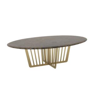 Wholesale Living Room Stainless Steel Oval Central coffee Table With Bright Gold Mirror Finish Natural Marble Top Metal Legs from china suppliers