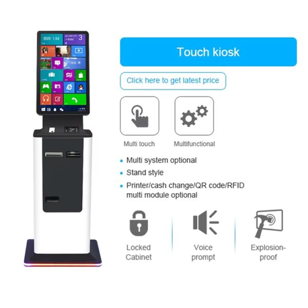 Self service payment kiosk showing modern design and interface