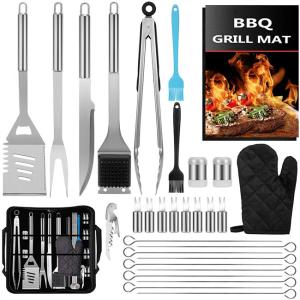 Wholesale Silver BBQ Utensil Set Heatinsulated Antirust With Storage Bag from china suppliers