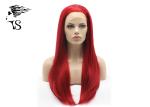 Straight Synthetic Bright Red Lace Front Wig , Colored Long Lace Front Wigs