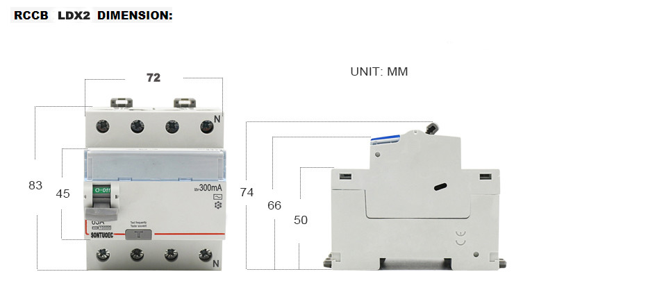 Fixed Red Copper Texture RCCB Circuit Breaker IP20 Protection