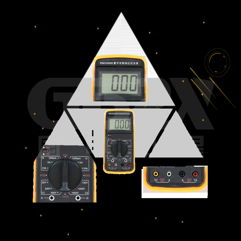 SMG2000E Double Clamp Handheld Digital Phase Volt Ampere Meter For Multifunction