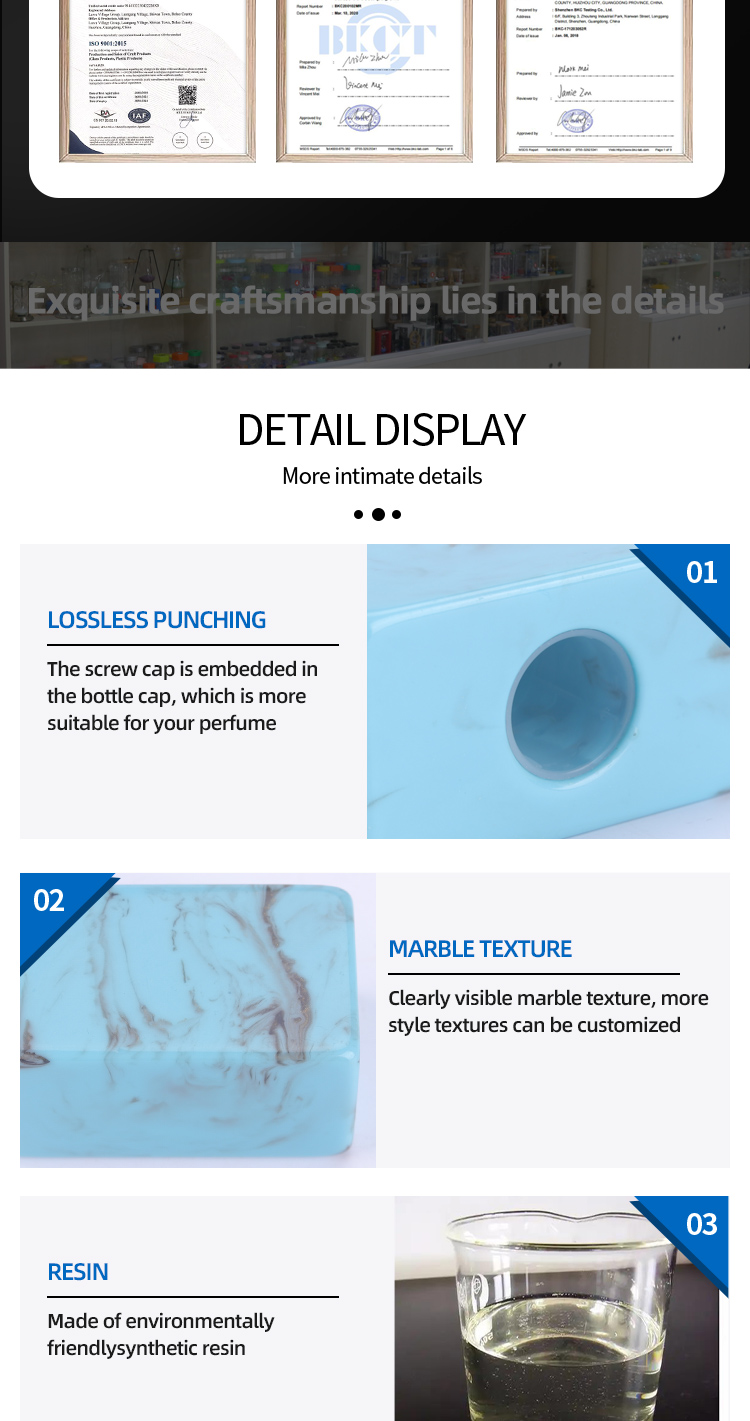 Non Spill Resin Marble Perfume Bottle Cap Custom Logo For Perfume Bottle