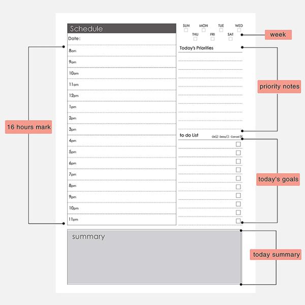 Offset Printing Hardcover Custom Journal Planner Glue Binding Daily Agenda Notebook