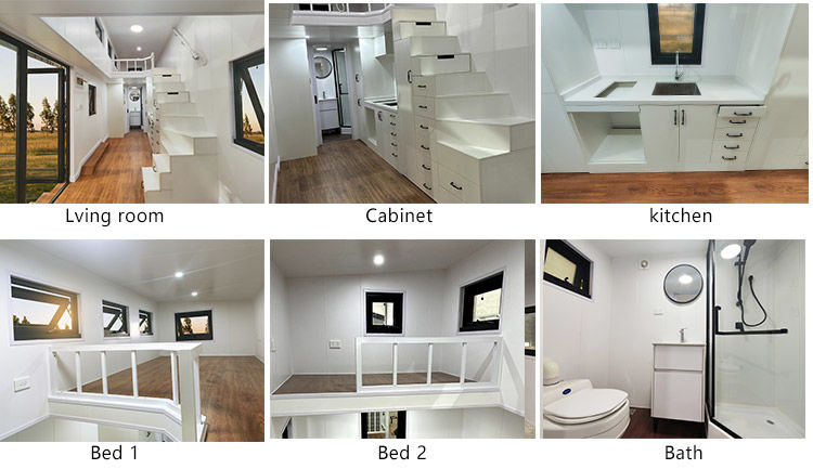 Metal Roof Prefabricated tiny House on wheels With Air Conditioning And Furniture Options