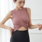 Sexy Sleeveless Yoga Sports Bras Ultra Feminine Front Wrap Detail Tank Crop Tops