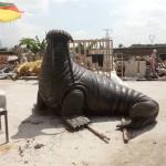 Life Size Sea Walrus Bronze Animal Garden Sculptures Outdoor For Decoration