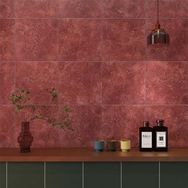 Red Acid-Resistance 200x200mm Interior Floor Ceramic Rustic Tile For Bedroom And