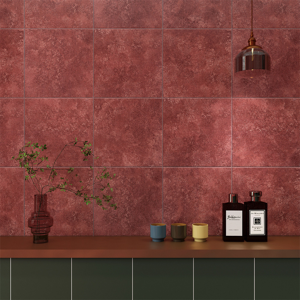 Red Acid-Resistance 200x200mm Interior Floor Ceramic Rustic Tile For Bedroom And Bathroom