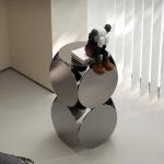 Bright Stainless Side Table Black Finish Metal Accent Table