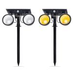 Dual Head 2400mAH 6000K Commercial LED Solar Landscape Spotlights