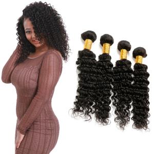 Wholesale 4 Bundles Of Deep Wave Hair Bundles / Thick Pure Deep Wave 100 Human Hair from china suppliers