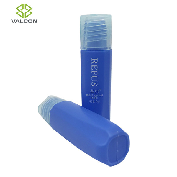 Blue Plastic Lotion Bottles 15 ML Screw Cap HDPE Material Customized Shape