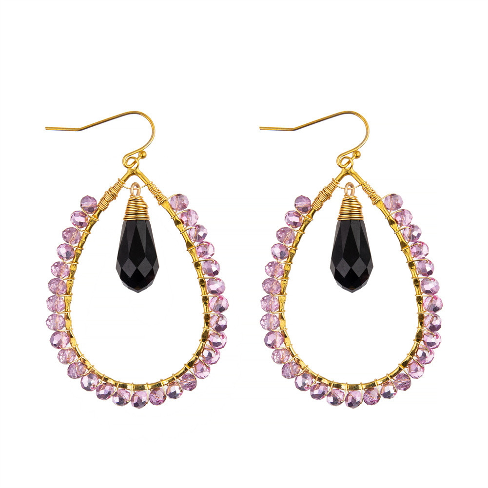 Grape Seeds Drop Shaped Handmade Beads Earring Multi Colors