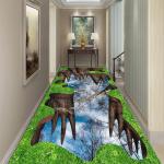 3D floor painting, three-dimensional entrance, long square living room carpet,
