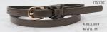Round Tip PU Bowknot Loop Girls Elastic Belt , Gold Buckle Taupe Kids Dress Belt