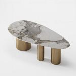 Uber Stylish 0.4CBM Luxury Marble Dining Table 8 Seater 1.2mm 201 Stainless