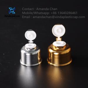 Wholesale Shiny Or Matte Gold Silver Cosmetic Bottle Cap Plastic Screw Flip Top Cap For Lotion Shampoo Bottle from china suppliers