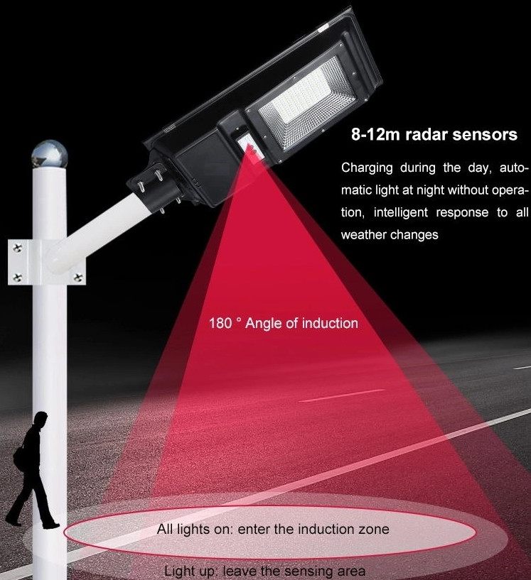 60w 120w 180w Solar Powered LED Street Lights All In One Die Cast Aluminum