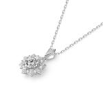Flower Design 18k Gold Lab-Grown Diamond Pendant Luxury White Diamond Jewelry