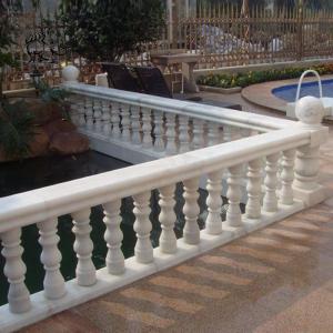 China BLVE White Marble Baluster Handrail Natural Stone Carving Balcony Balustrade Railing Design Modern French Garden on sale