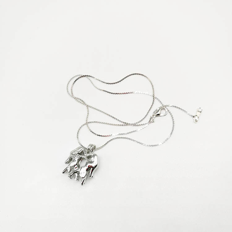Natural Wish Freshwater Love Pearl Precious Zodiac Cage Holder Necklace Pendant Gift Set