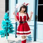 Christmas Dress 2023 Red with Accessories Adult Women 5-pieces Set Cosplay