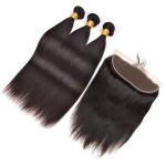 8A Real Indian Human Hair Extensions 3 Piece Lace Frontal Full Cuticle Aligned