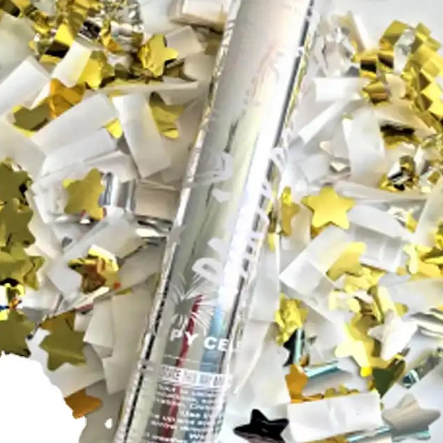 Gold Metallic Party Popper White Confetti Cannon Halloween Party Popper