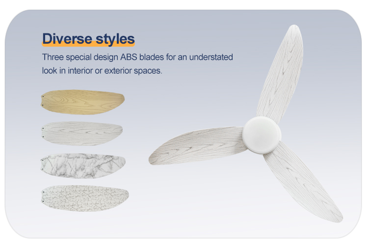 2022 Design 52 inches LED Lighting Ceiling Mounted Fan with Metal Lamp Body Material
