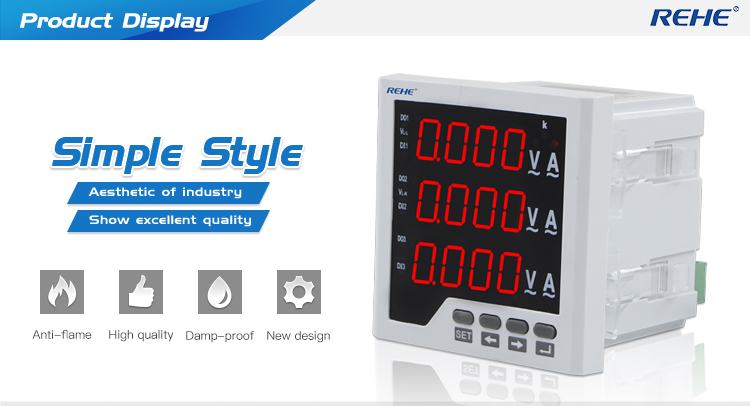 3 phase digital ammeter and voltmeter combination meter 96*96