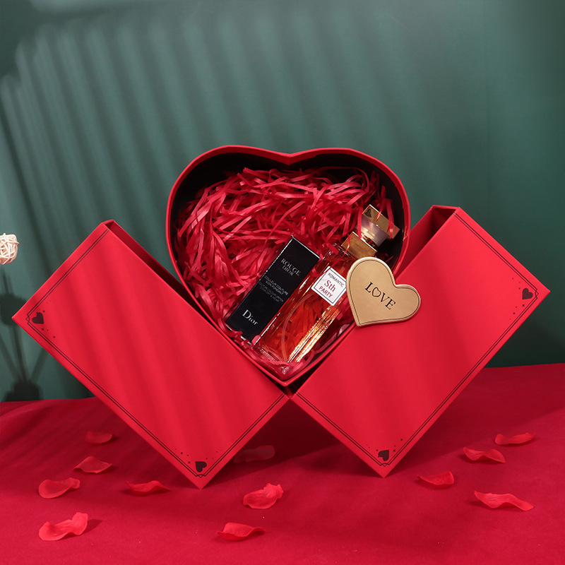 Corrugated Board Custom Valentine's Day Heart Shaped Luxury Boxes for Roses Packaging