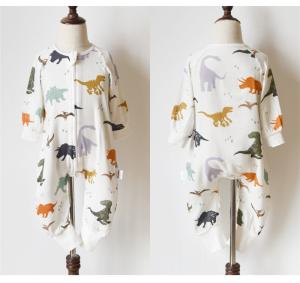 Wholesale Dinosaur Printed Muslin Baby Pajamas Easy Closure Absorbent No Fluorescent from china suppliers