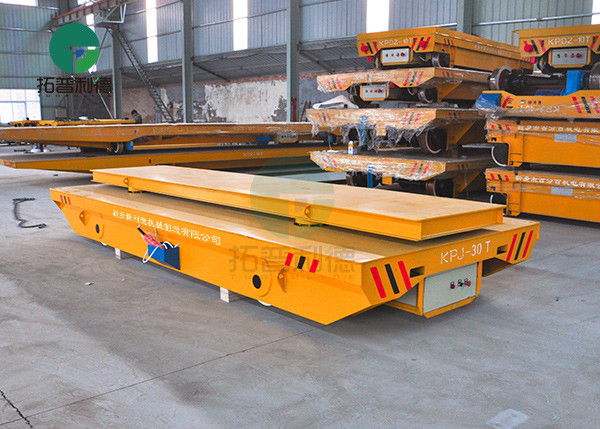 Open Dies Handling Cable Drum Power Steerable Railway Transfer Trolley With Hydraulic Lifting Device