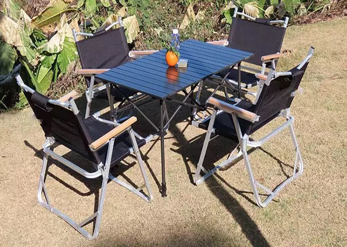 Outdoor Waterproof Aluminum Portable Camping Table For BBQ Party Square Roll Up Top