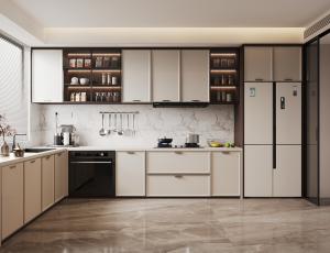 Wholesale Customized Cabinets Smart Kitchen Solutions Wood Grain Melamine Kitchen Cabinet from china suppliers